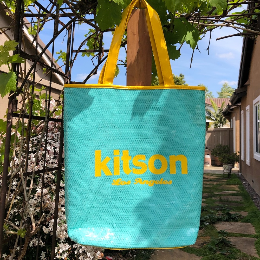 Aqua sequin Kitson tote